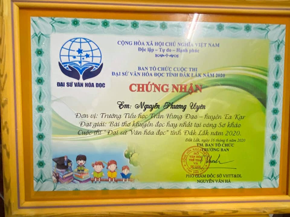 Trao giải Vòng sơ khảo Cuộc thi “Đại sứ văn hóa đọc” tỉnh Đắk Lắk năm 2020